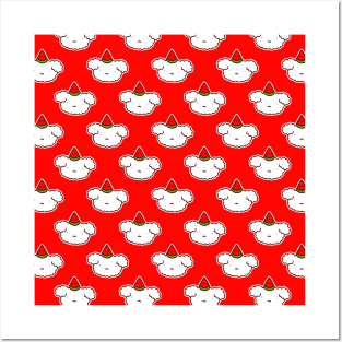Watermelon Fluffy Dog Face Pattern Posters and Art